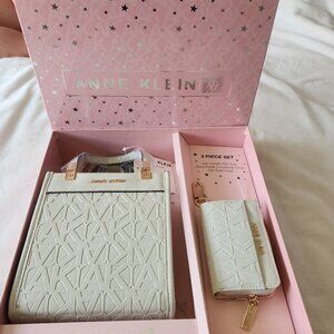 Anne Klein Purse 3pc Set Mini Tote, Removable Strap crossbody +Zip Case handbag